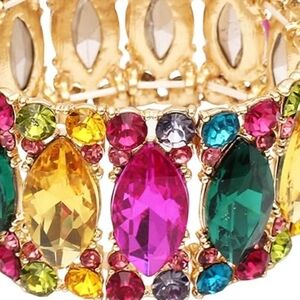 Women's Multicolor Crystal Leaf Bangle J165